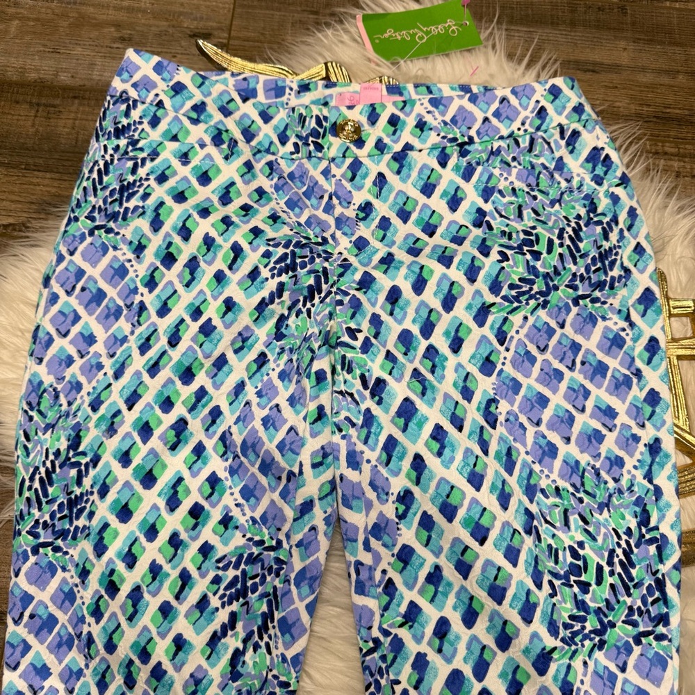 Lilly Pulitzer Kelly Skinny Blue Ankle Pant Resort White NWT - Picture 3 of 11